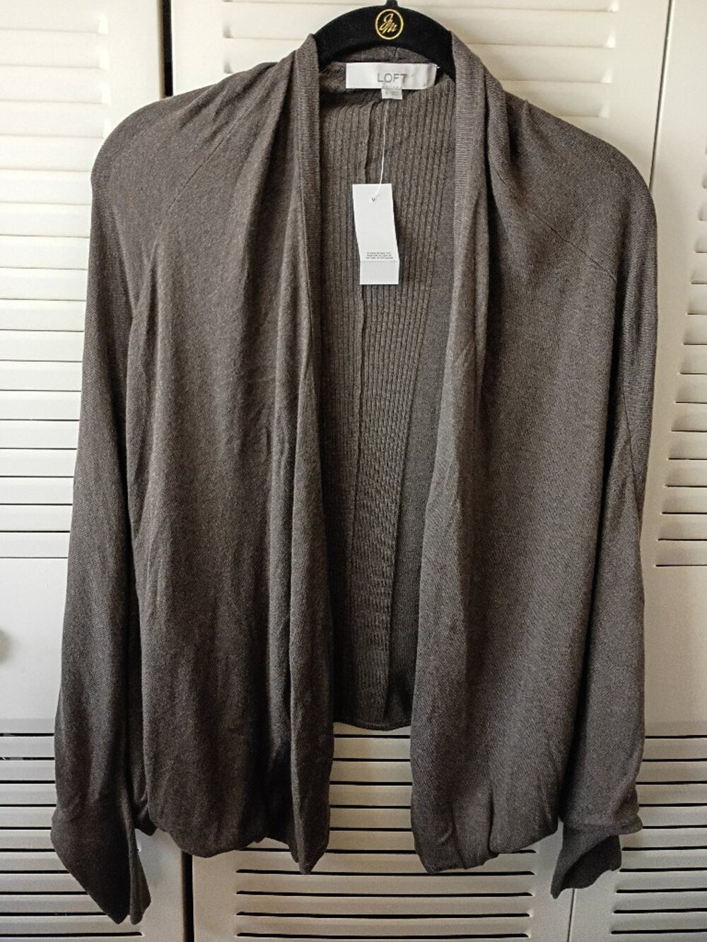 LOFT Brown Batwing Sleeve Cocoon Open Front Cardigan Sweater S